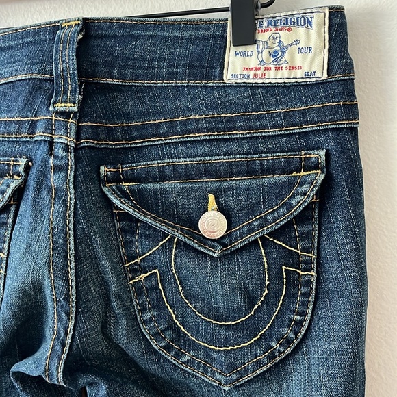 True Religion Cuffed Skinny Jeans Low Rise Dark Wash Flap Button Pockets size 29 - Picture 9 of 14